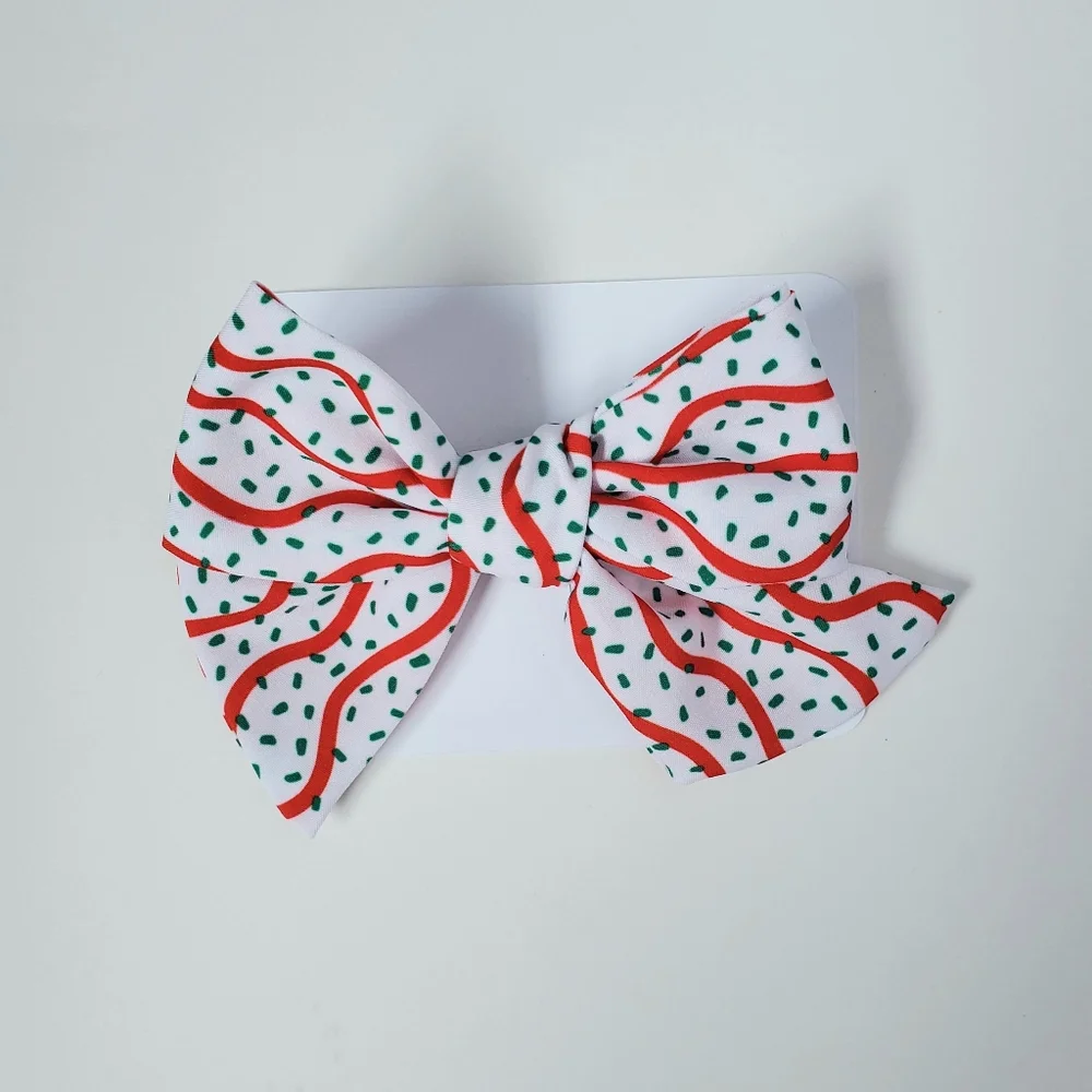Dessert Christmas Tree Inspired Christmas Hair Bow, OS Handmade